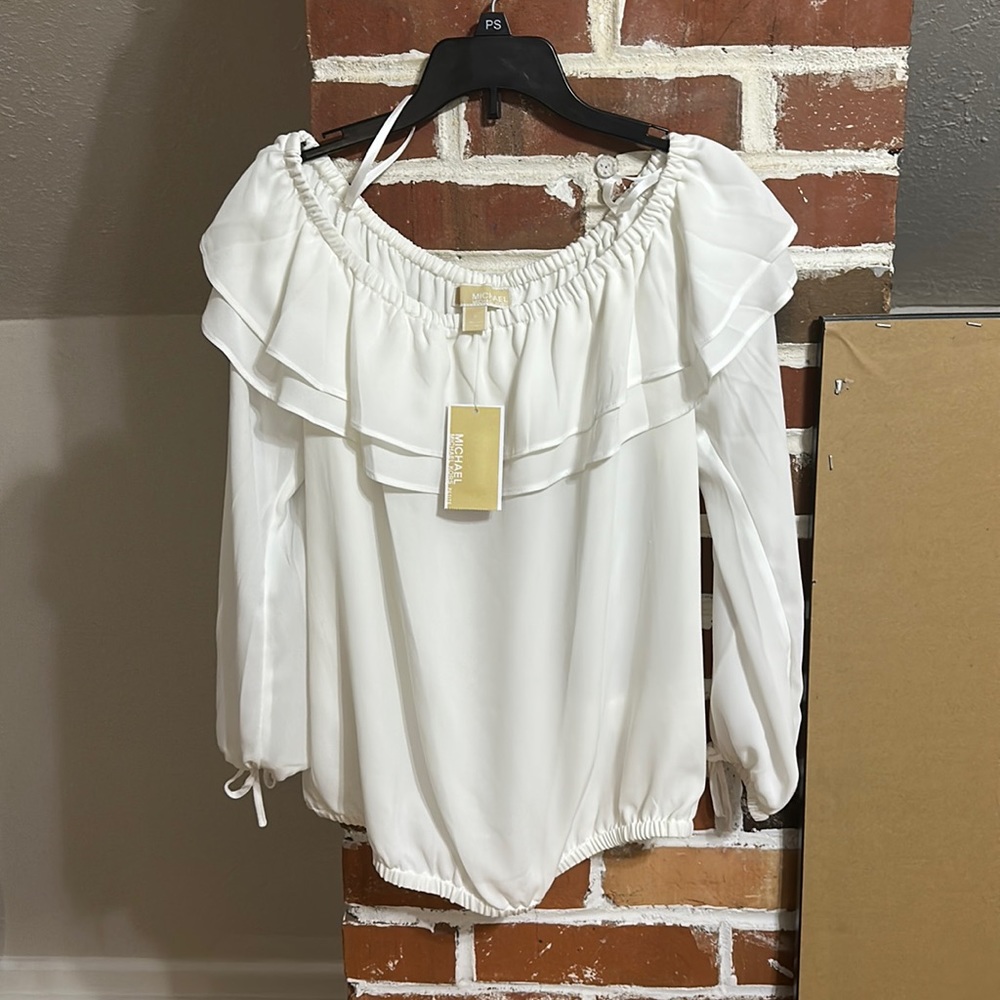 Michael Kors ruffle off the shoulder top